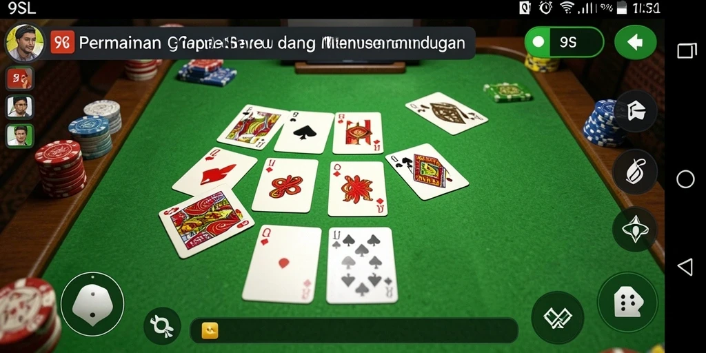 Tampak layar gameplay Gaple di aplikasi 9SL yang seru.