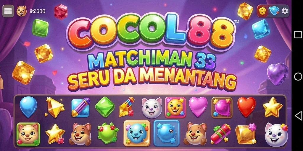 Screenshot utama COCOL88 menampilkan keseruan gameplay Match-3 yang menarik.