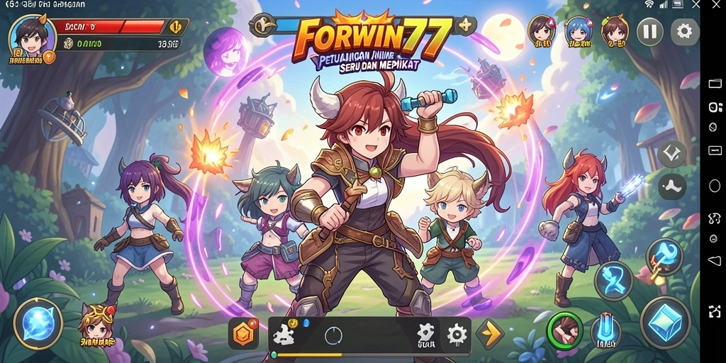 Tampilan gameplay menarik dari FORWIN77 dengan karakter anime.
