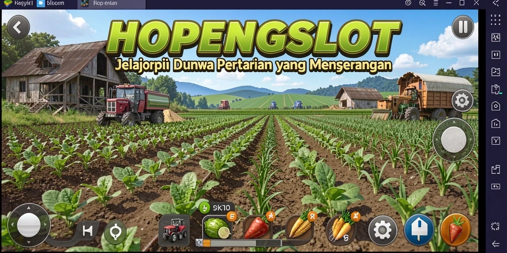 Tangkapan layar menunjukkan aktivitas bertani yang seru dalam HOPENGSLOT.