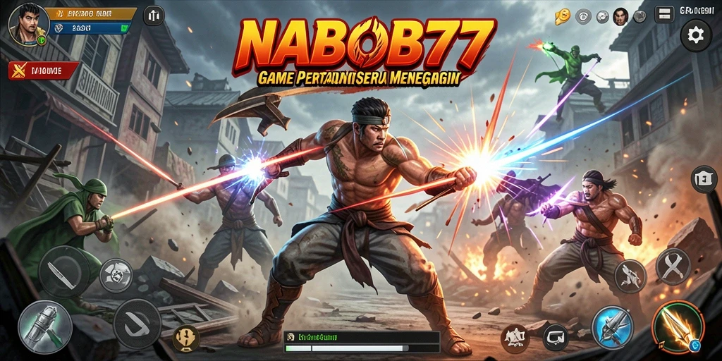 Gameplay menarik NABOB77 dengan karakter bertarung di arena.