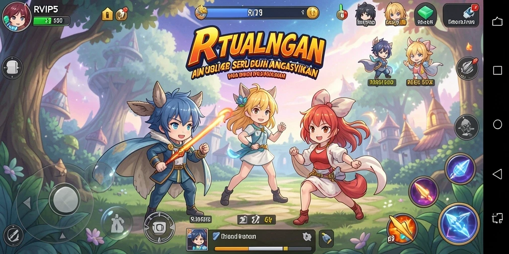 Screenshot menunjukkan aksi seru dalam game Anime RVIP5.