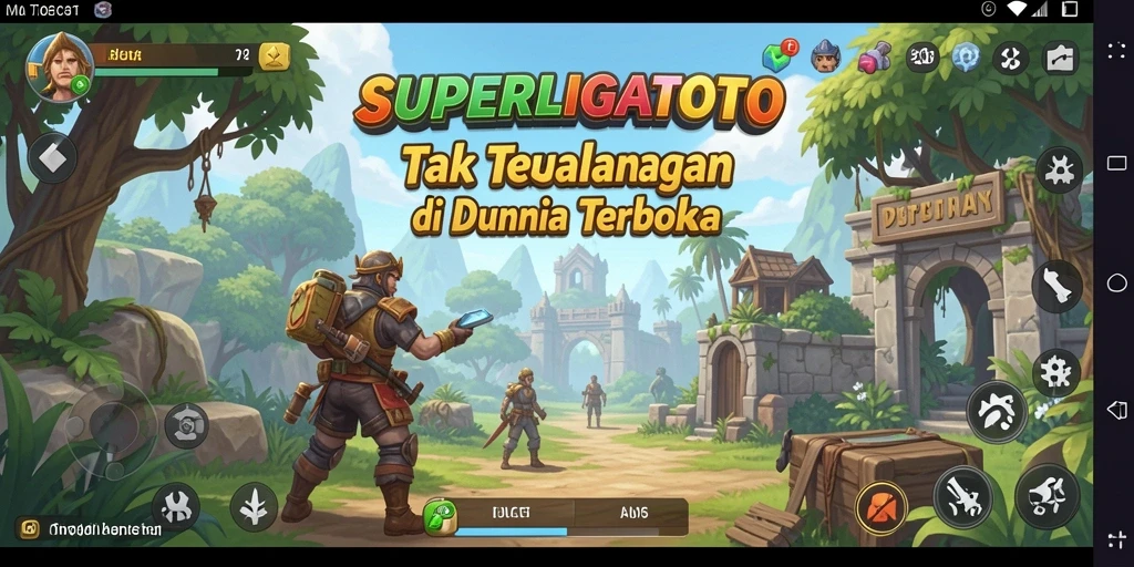 Tangkapan layar gameplay <strong>SUPERLIGATOTO</strong> menampilkan eksplorasi dunia terbuka yang mengesankan.